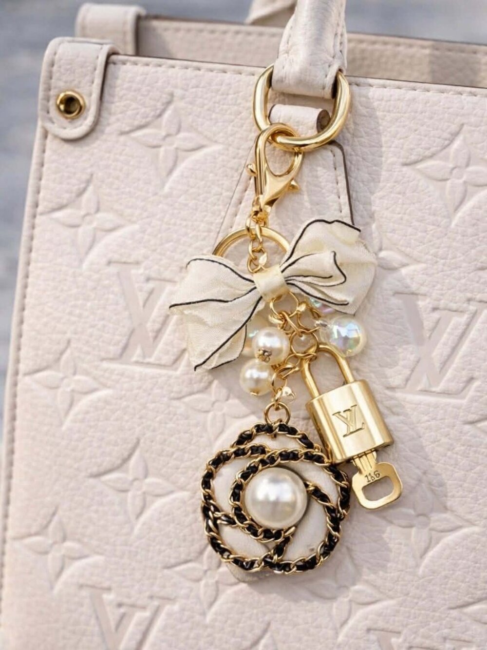 Louis Vuitton Gold Lock Keychain Bag Charm LV